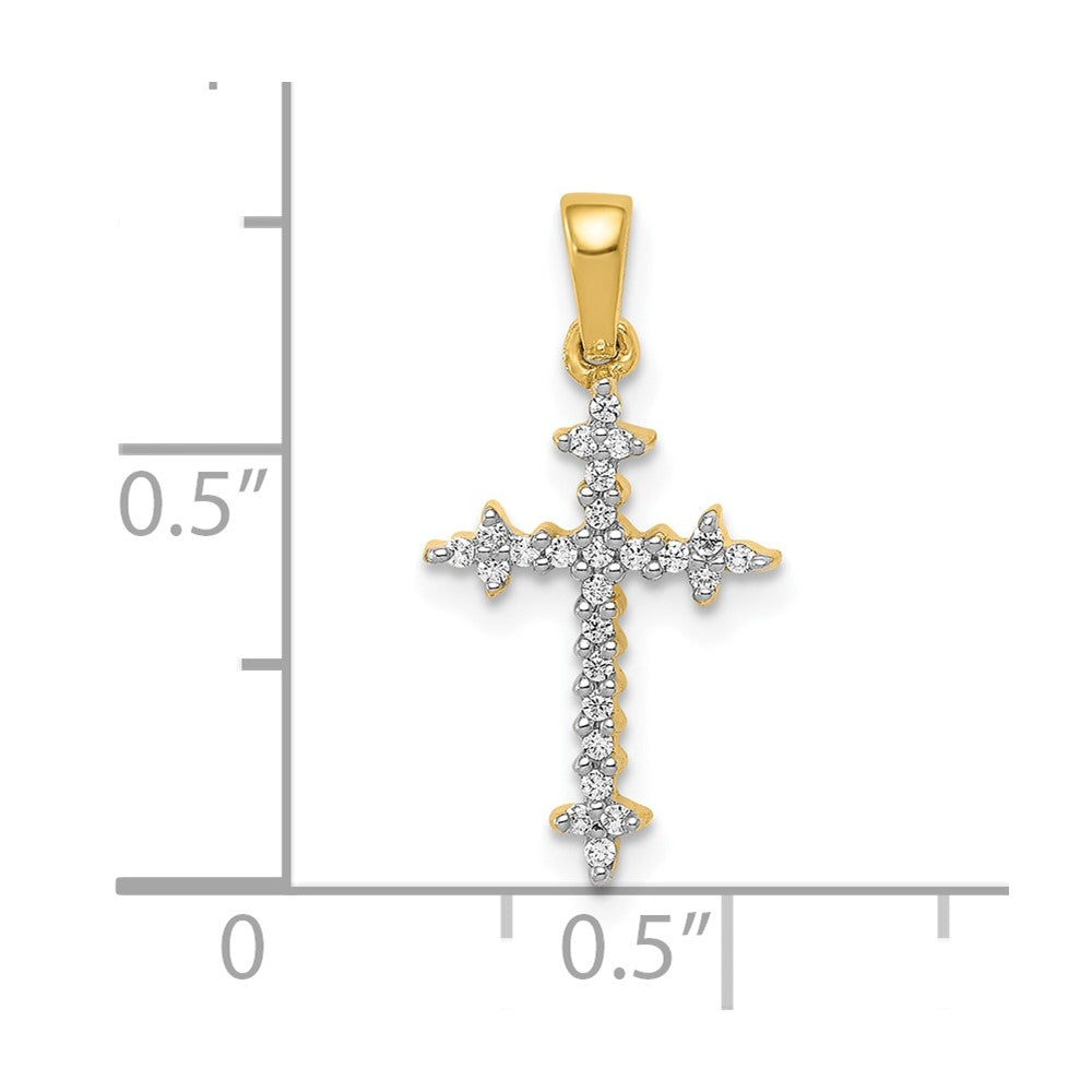 10K 1/10ct. Diamond Fleur de Lis Cross Pendant