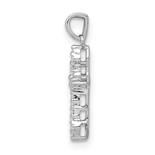 10K White Gold 1/15 carat Diamond Small Cross Pendant