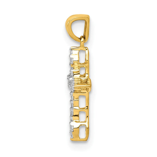 10K 1/15 carat Diamond Small Cross Pendant