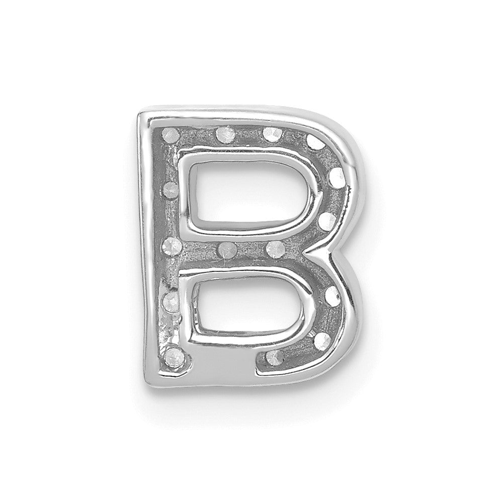 14K White Gold Diamond Letter B Initial Charm