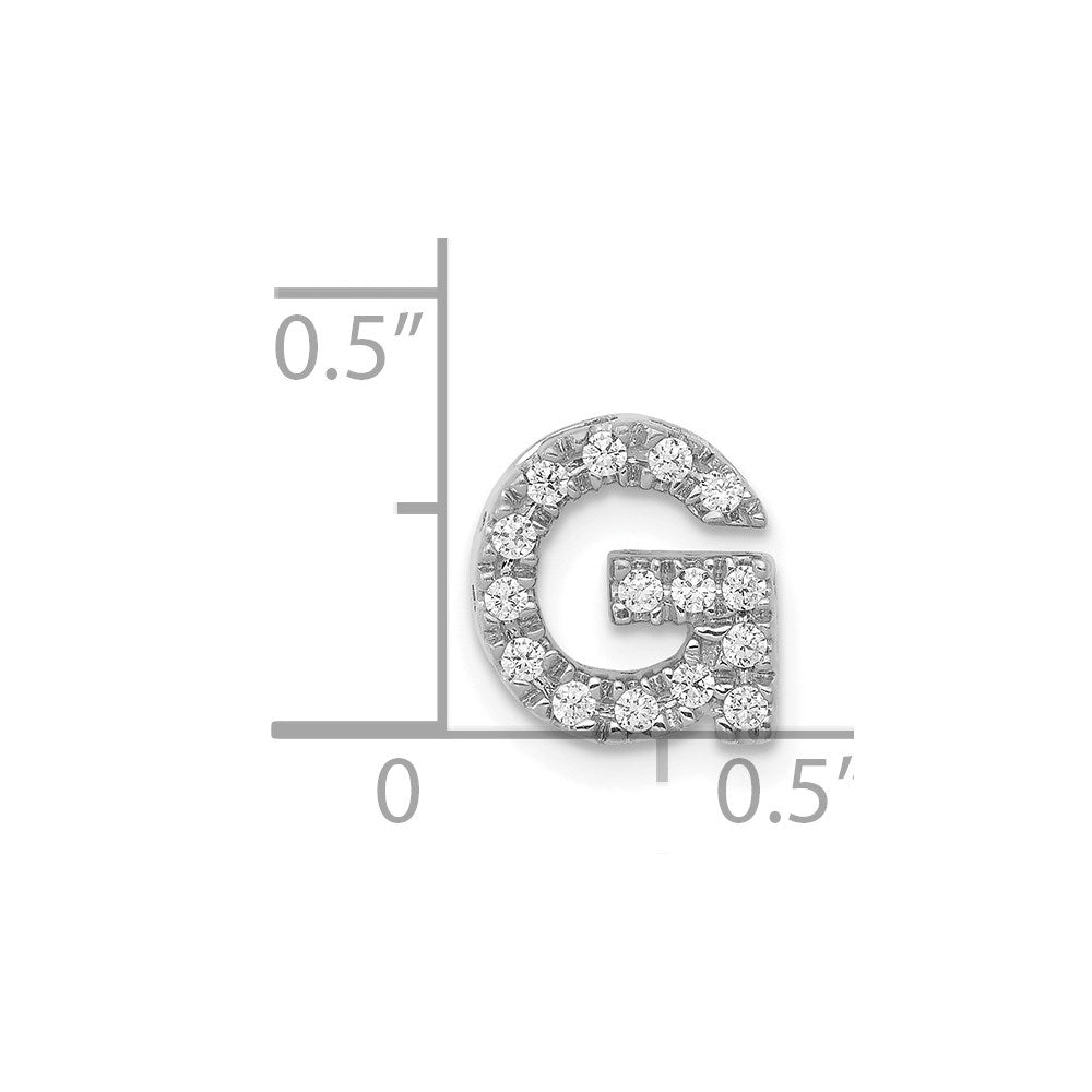 14K White Gold Diamond Letter G Initial Charm