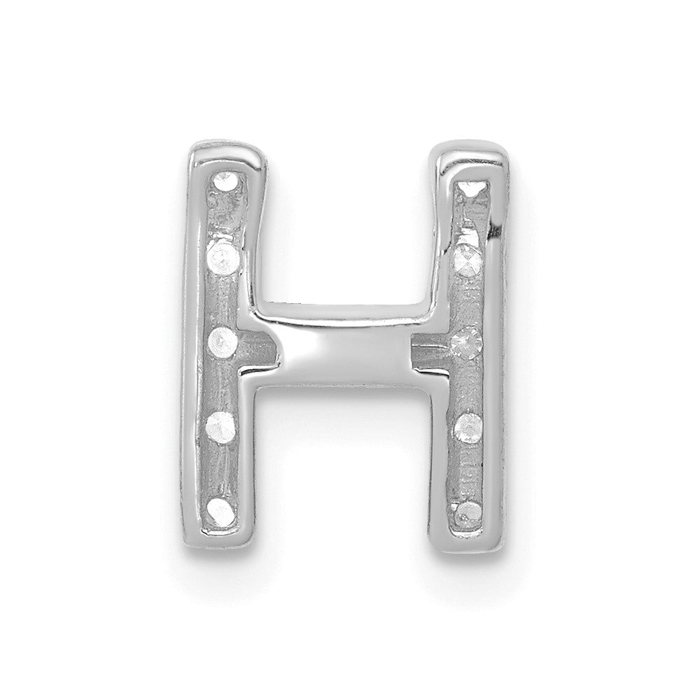 14K White Gold Diamond Letter H Initial Charm