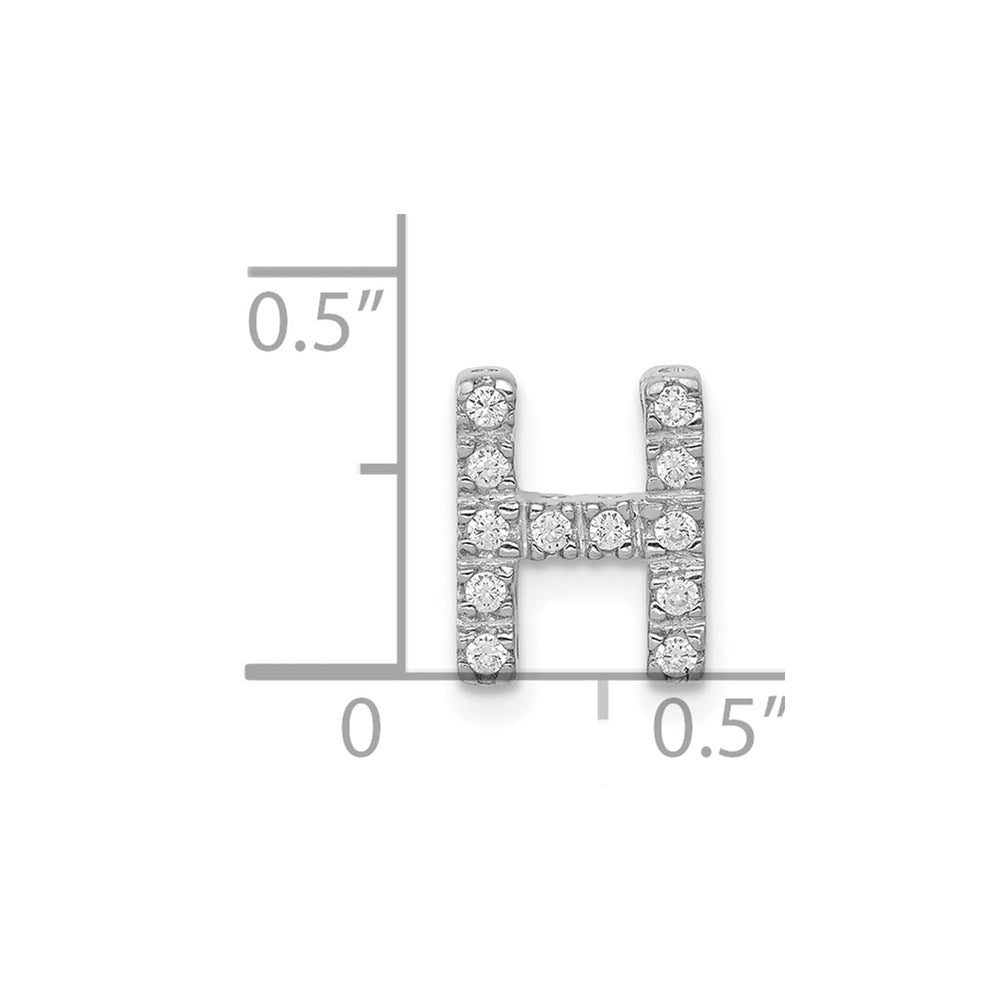 14K White Gold Diamond Letter H Initial Charm
