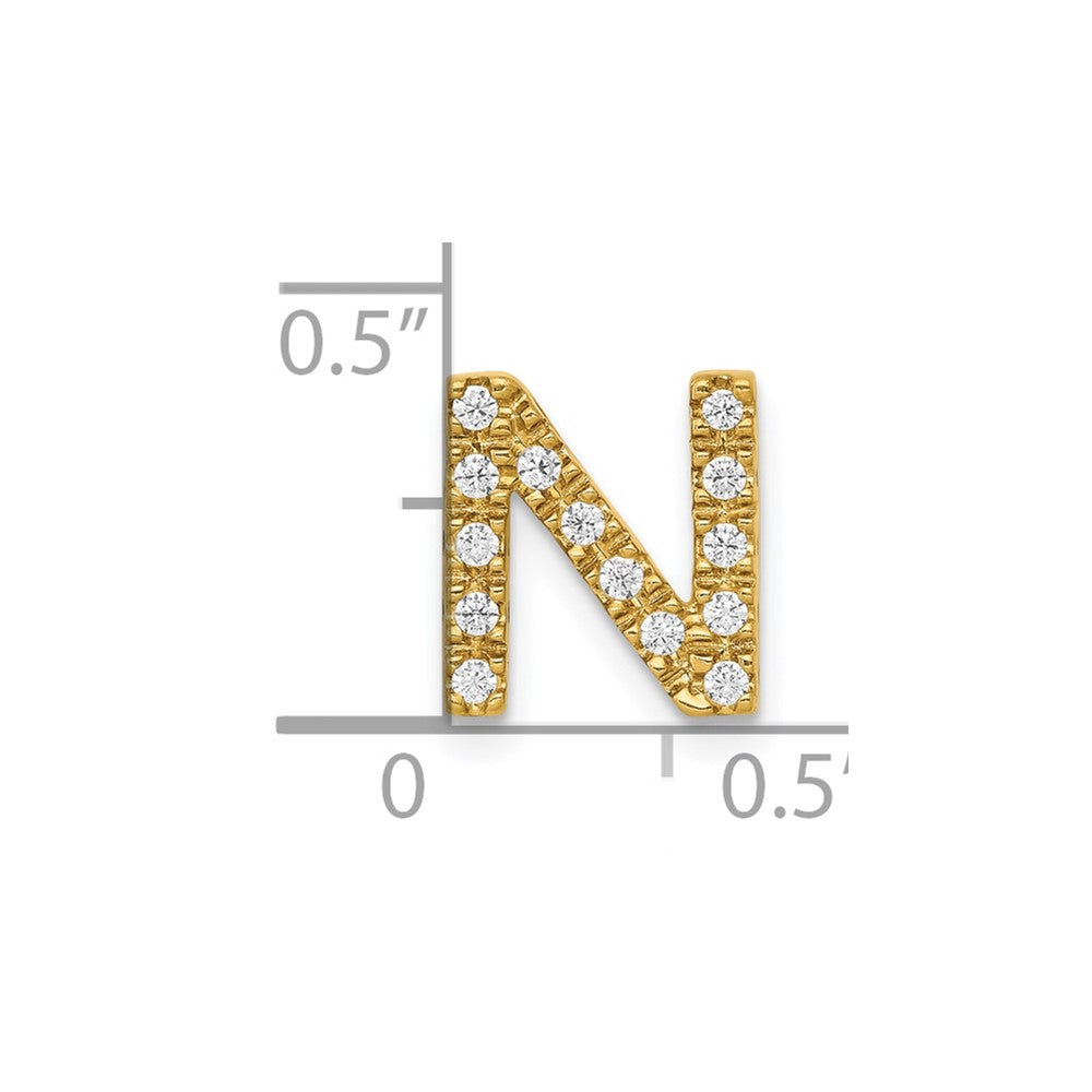 10K Diamond Letter N Initial Charm