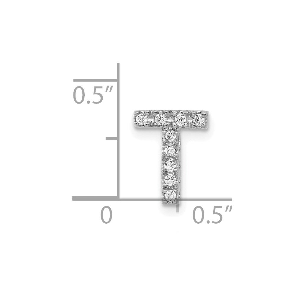 14K White Gold Diamond Letter T Initial Charm