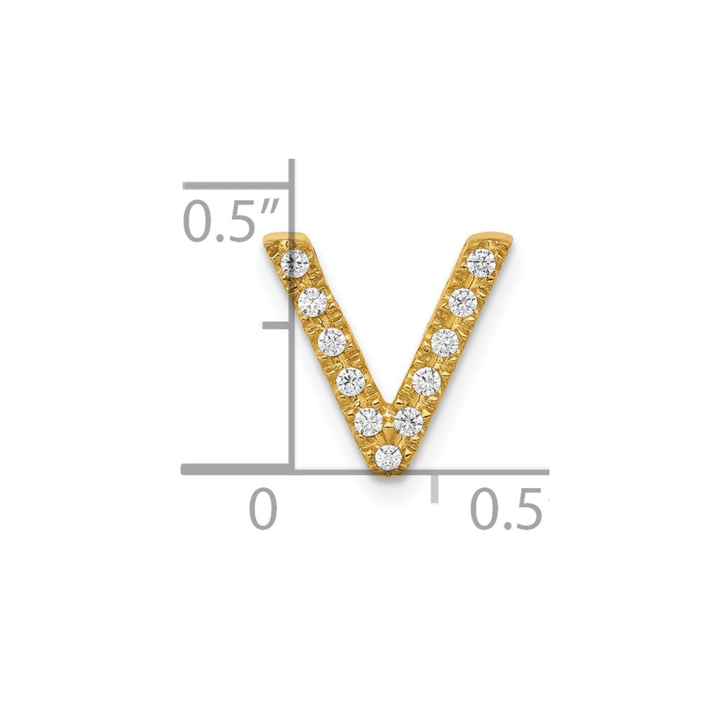 10K Diamond Letter V Initial Charm