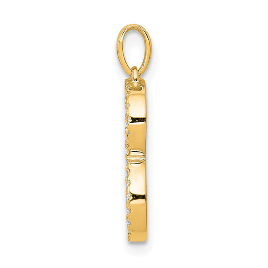 14K Diamond Letter B Initial Pendant