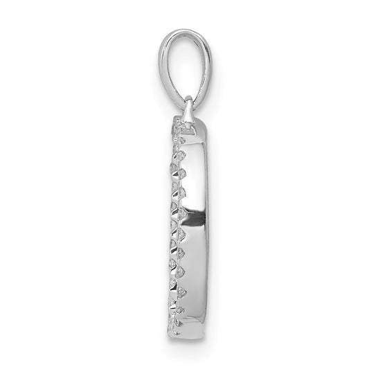 14K White Gold Diamond Letter D Initial Pendant