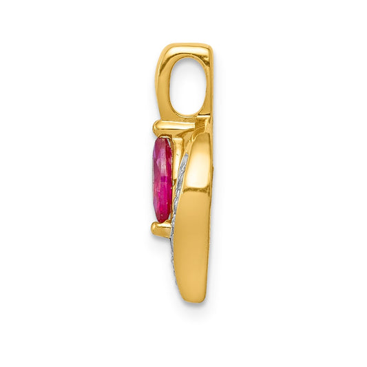 10k 1/20 carat Diamond and Marquise .25 Ruby Pendant