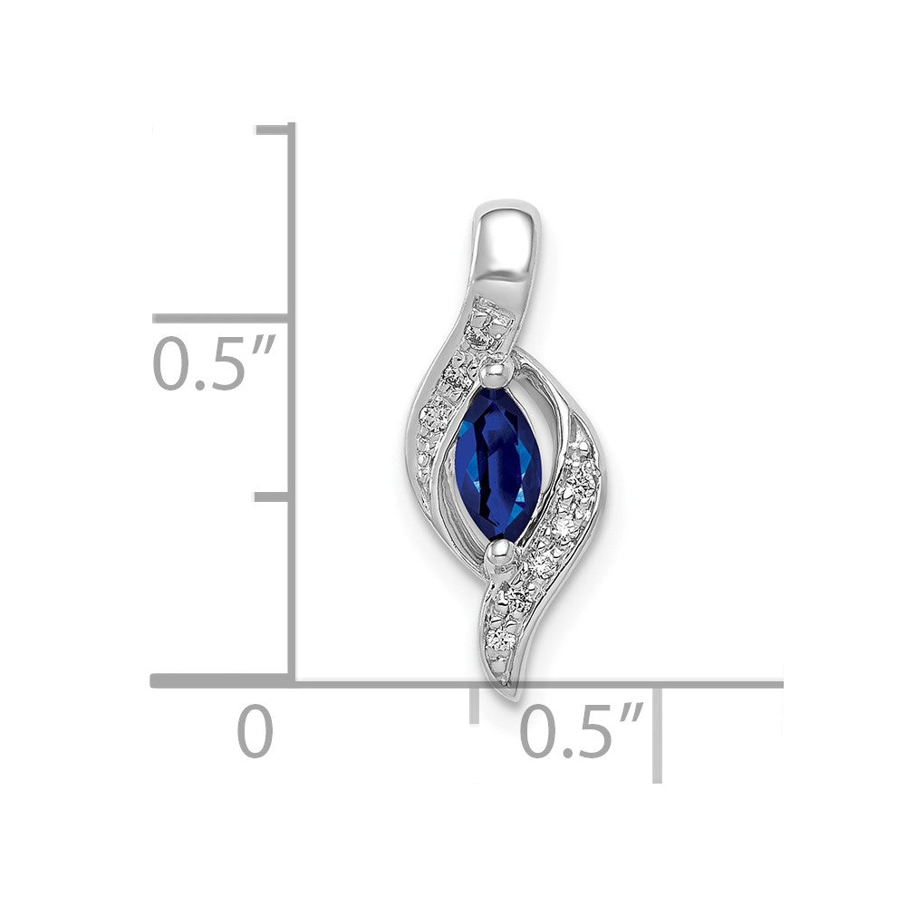 10k White Gold 1/20 carat Diamond and Marquise .29 Sapphire Pendant