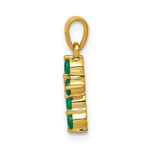 10K Emerald and Diamond Cross Pendant