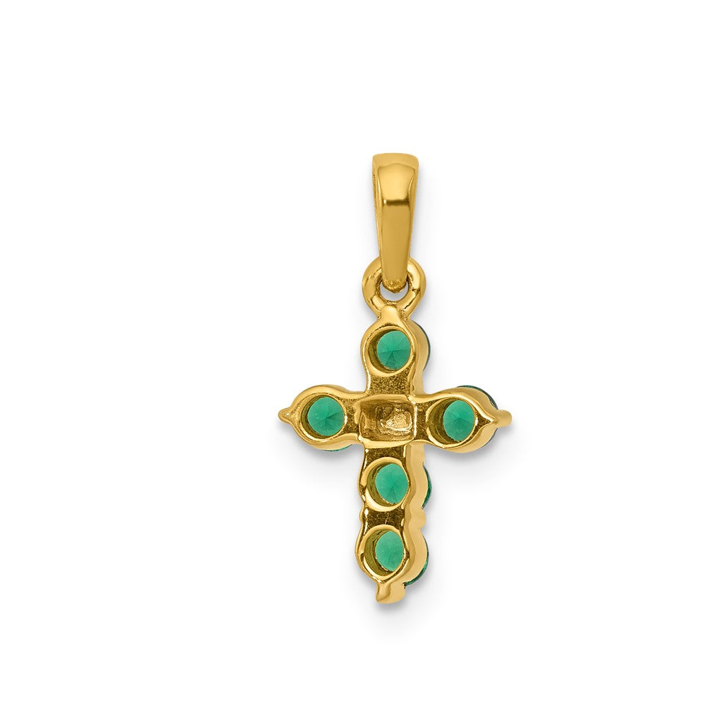 10K Emerald and Diamond Cross Pendant