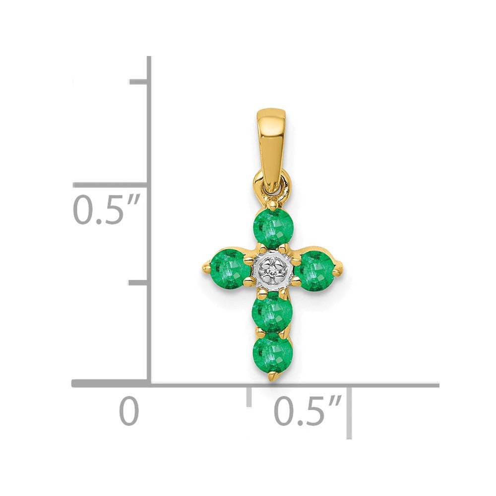 10K Emerald and Diamond Cross Pendant