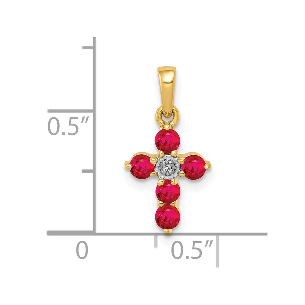 10K .30 Ruby and Diamond Cross Pendant