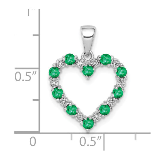 10k White Gold .03 carat Diamond and Emerald Heart Pendant