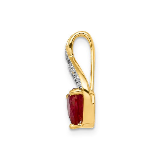 10k .01 carat Diamond and Lab-Created Ruby Heart Slide