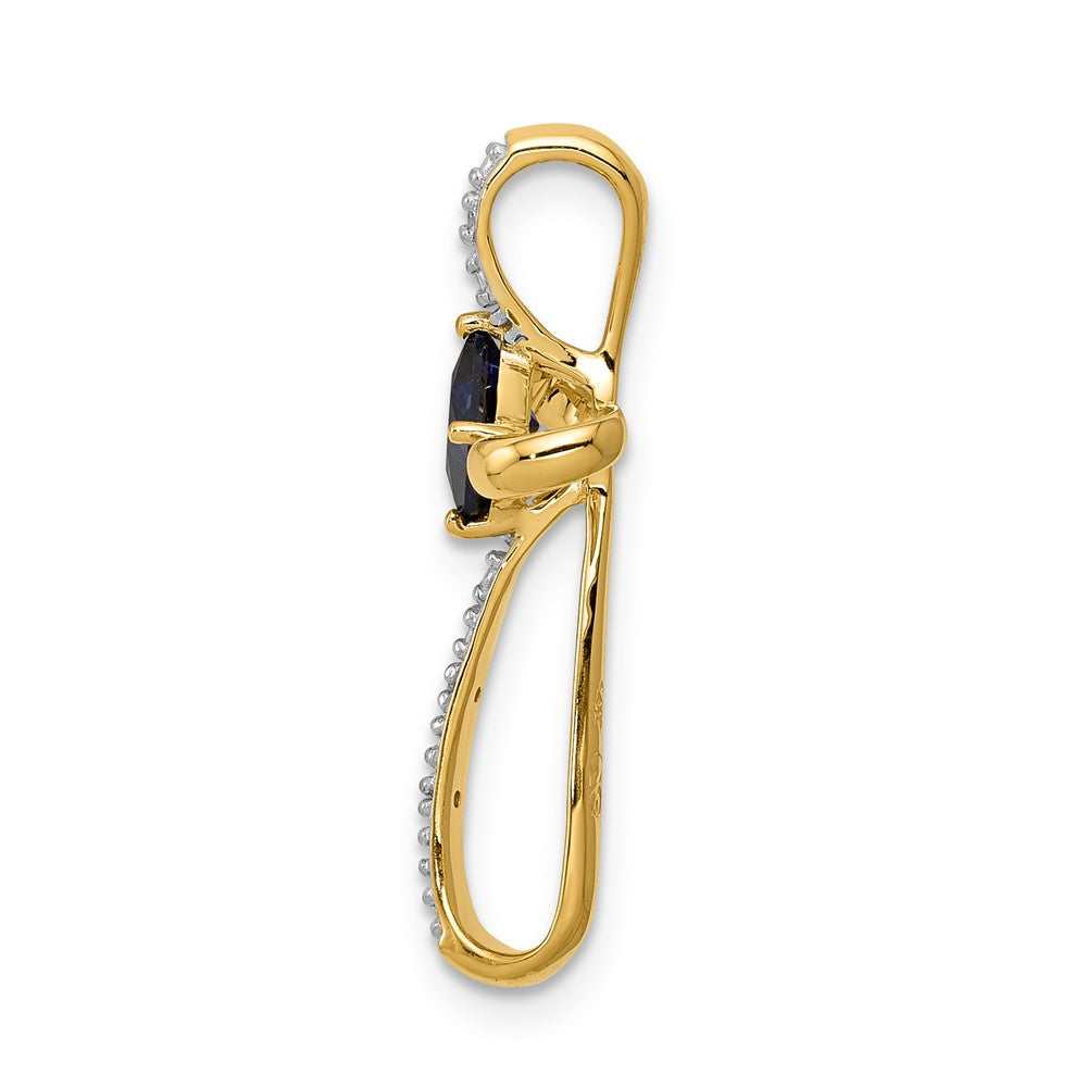 10k w/Rhodium Lab Created Sapph and Diamond Cross Pendant