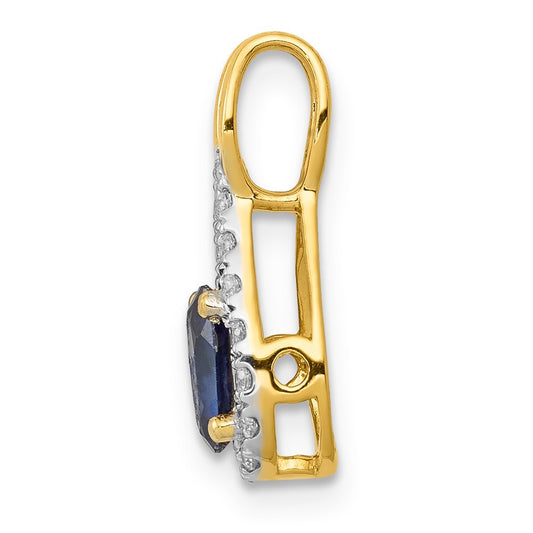 14k 1/10 carat Lab Grown Diamond VS/SI+ G+ and Lab Created Blue Sapphire Pendant