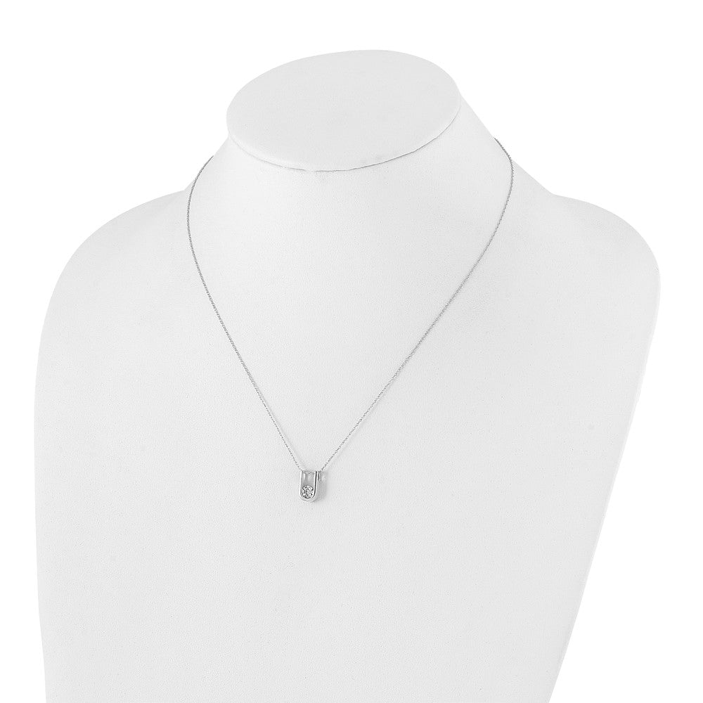 14k White Gold 1/3 carat Lab Grown Diamond VS/SI+ G+ Round Complete 18 inch U-Shape Pendant Necklace