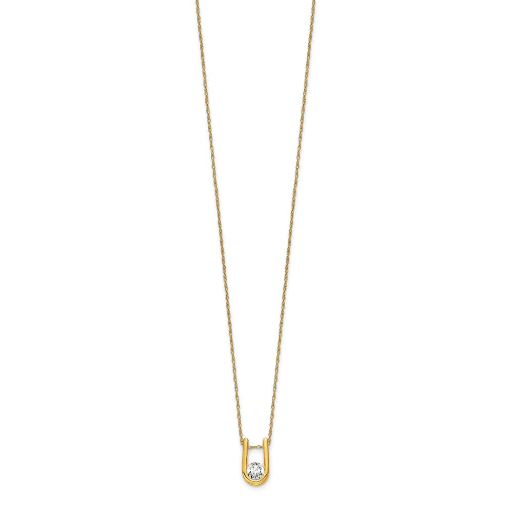 14k 1/3 carat Lab Grown Diamond VS/SI+ G+ Round Complete 18 inch U-Shape Pendant Necklace