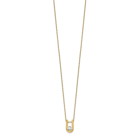 14k 1/3 carat Lab Grown Diamond VS/SI+ G+ Round Complete 18 inch U-Shape Pendant Necklace