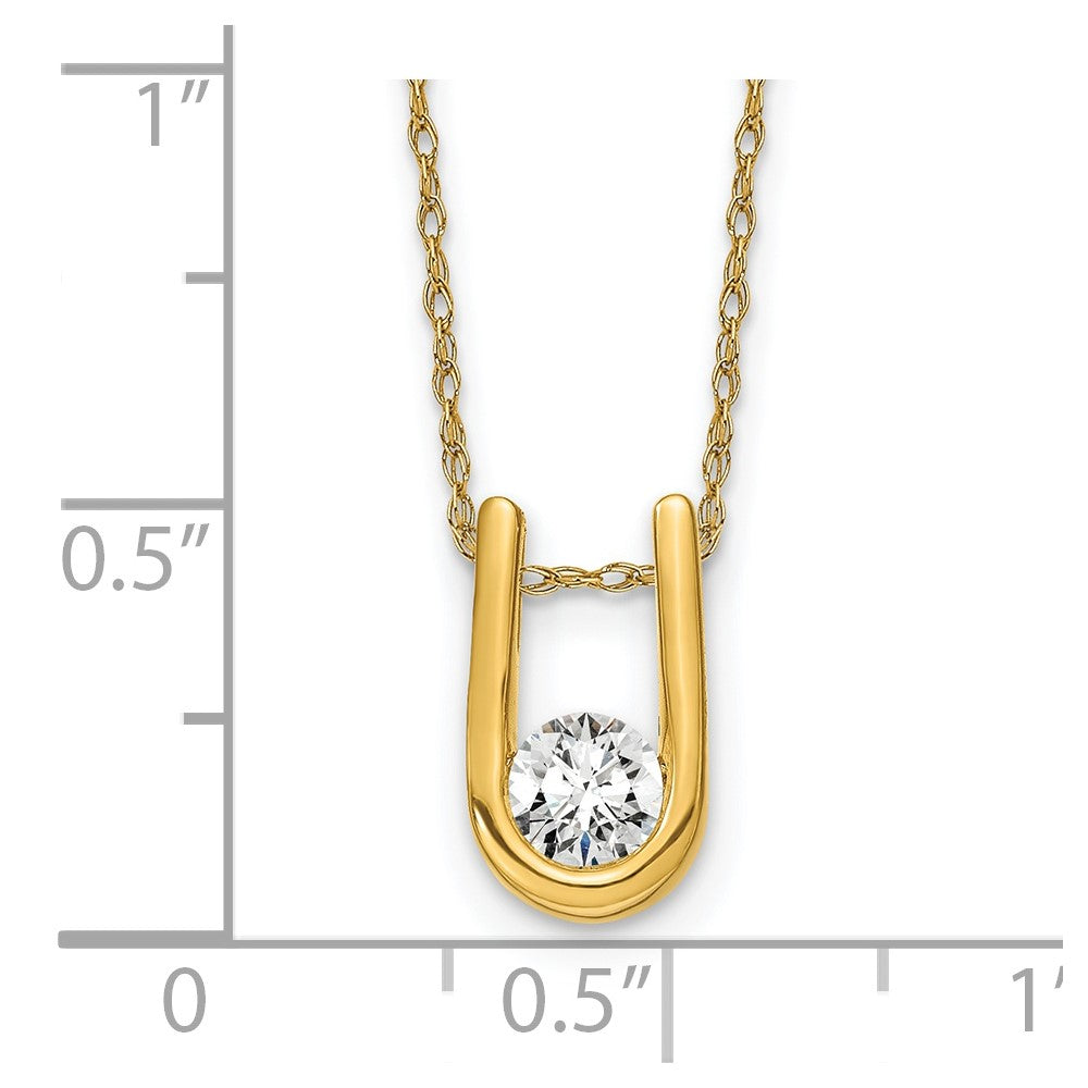 14k 1/3 carat Lab Grown Diamond VS/SI+ G+ Round Complete 18 inch U-Shape Pendant Necklace