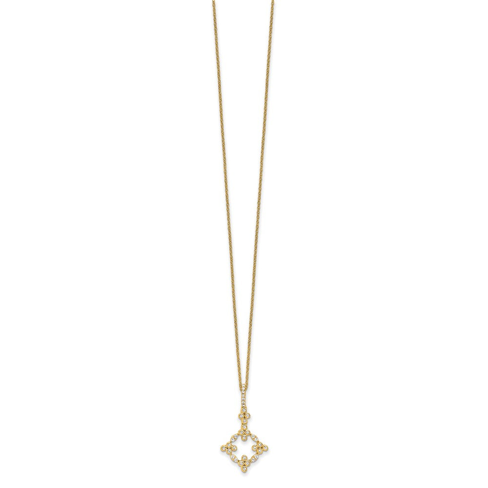 True Origin 14K Yellow Gold 1/4 carat Lab Grown Diamond VS+ F+ Complete 18 in Bloom Floral Necklace
