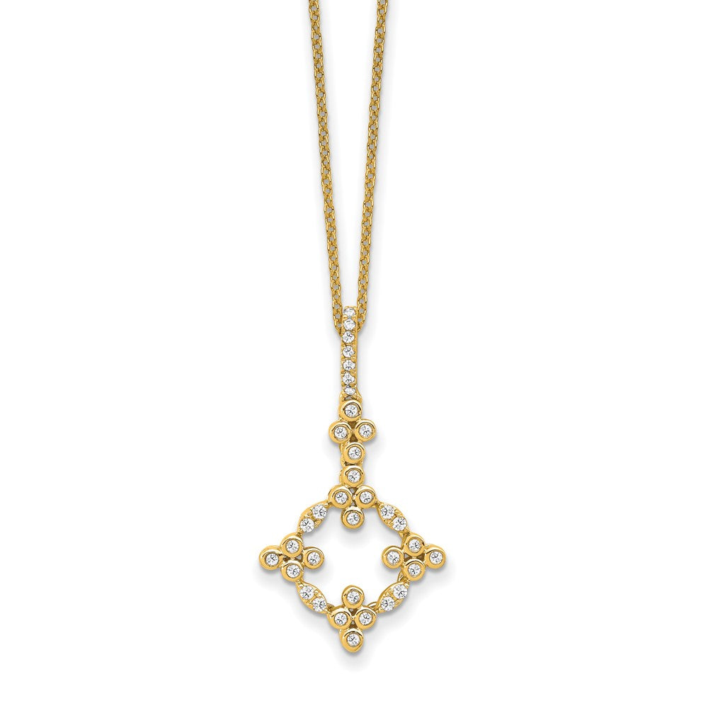 True Origin 14K Yellow Gold 1/4 carat Lab Grown Diamond VS+ F+ Complete 18 in Bloom Floral Necklace