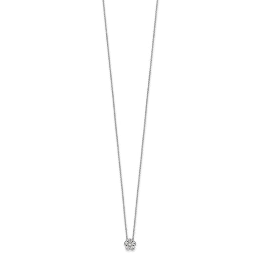 True Origin 14K White Gold 1/4 carat Lab Grown Diamond VS+ F+ Complete 18 in Floral Necklace