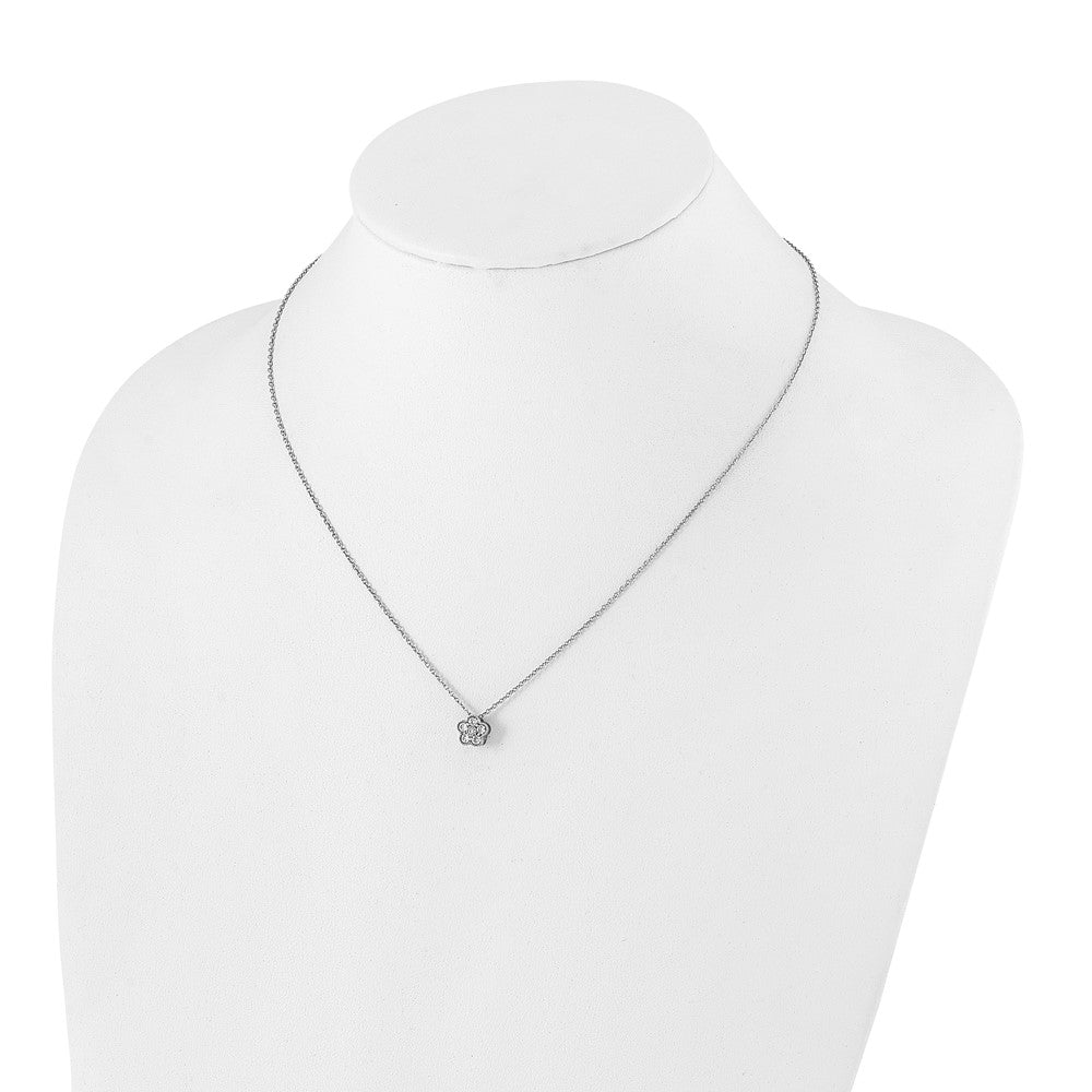 True Origin 14K White Gold 1/4 carat Lab Grown Diamond VS+ F+ Complete 18 in Floral Necklace