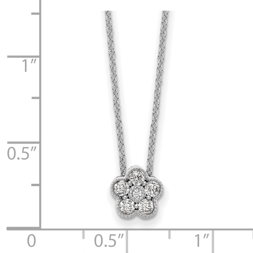 True Origin 14K White Gold 1/4 carat Lab Grown Diamond VS+ F+ Complete 18 in Floral Necklace
