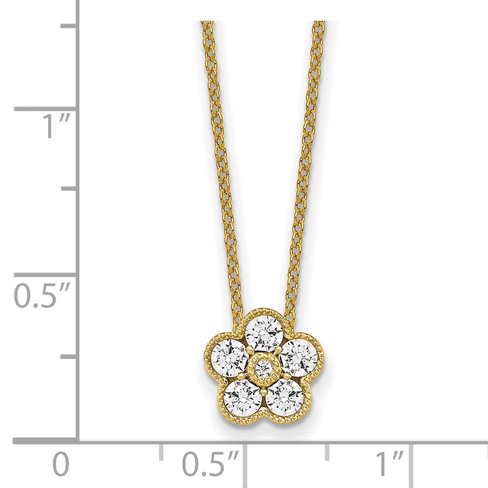 True Origin 14K Yellow Gold 1/2 carat Lab Grown Diamond VS+ F+ Complete 18 in Floral Necklace