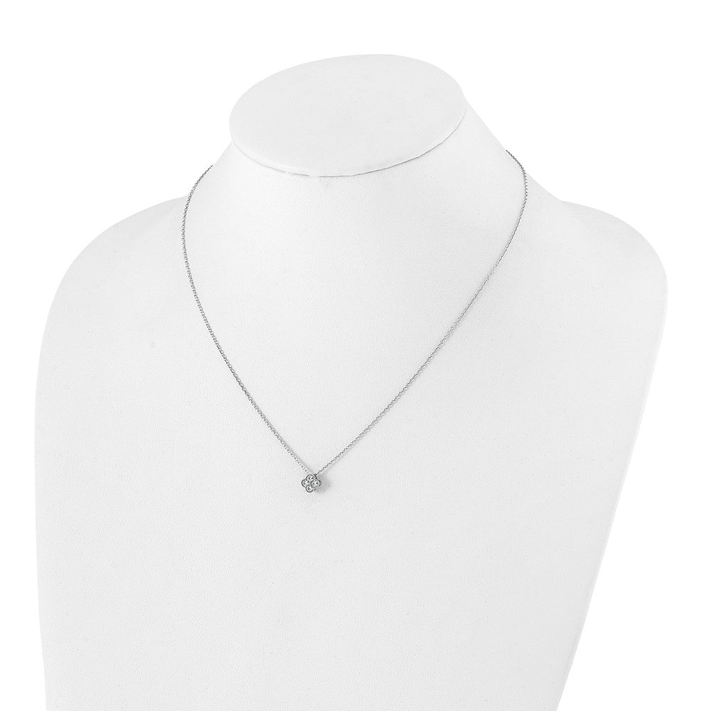 True Origin 14K White Gold 1/4 carat Lab Grown Diamond VS+ F+ Complete 18 in Bloom Floral Necklace