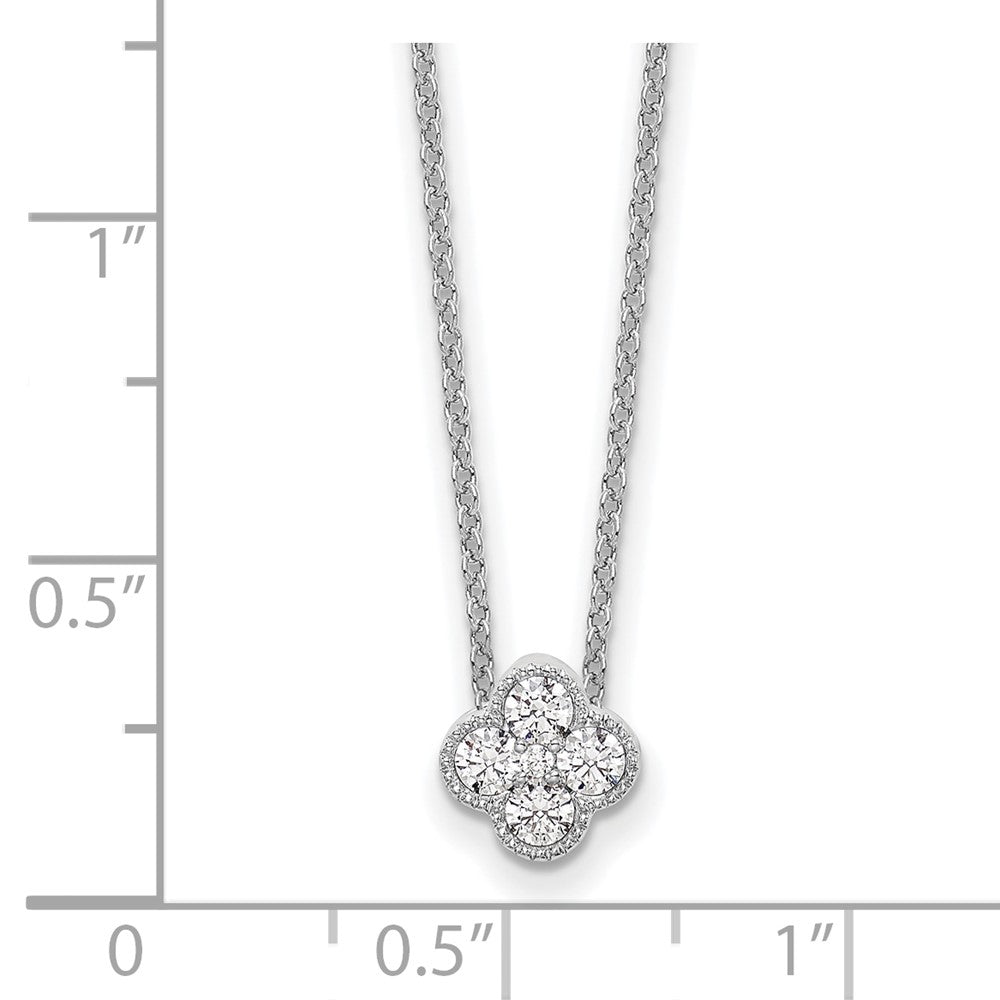 True Origin 14K White Gold 1/4 carat Lab Grown Diamond VS+ F+ Complete 18 in Bloom Floral Necklace