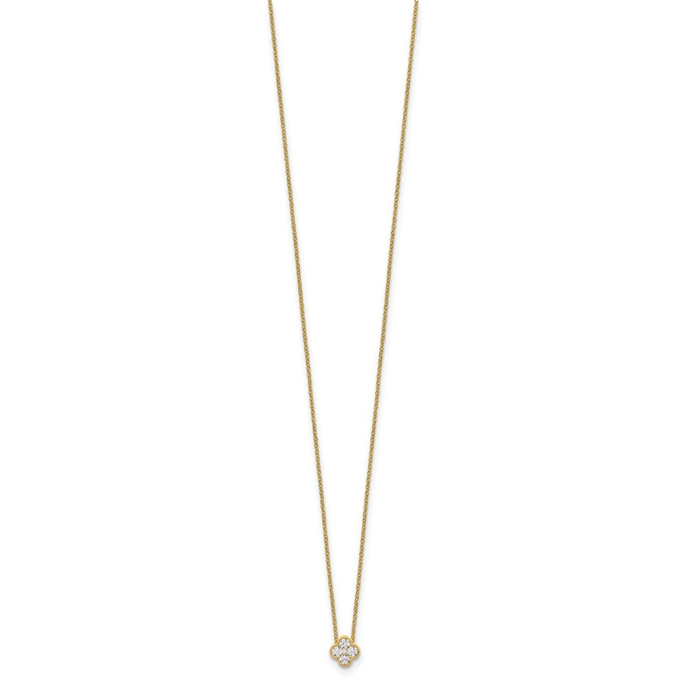 True Origin 14K Yellow Gold 1/4 carat Lab Grown Diamond VS+ F+ Complete 18 in Bloom Floral Necklace