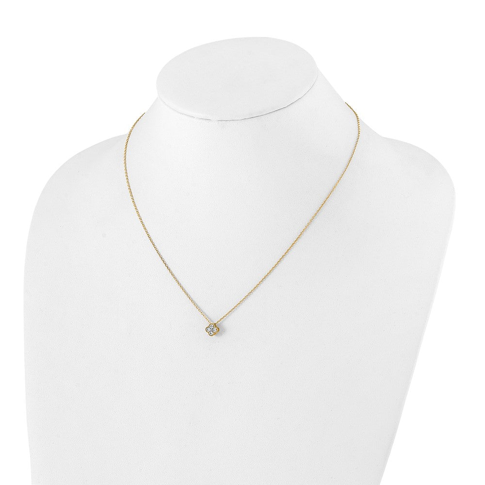 True Origin 14K Yellow Gold 1/4 carat Lab Grown Diamond VS+ F+ Complete 18 in Bloom Floral Necklace