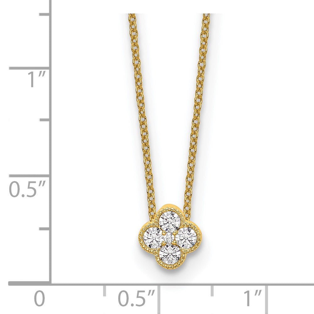 True Origin 14K Yellow Gold 1/4 carat Lab Grown Diamond VS+ F+ Complete 18 in Bloom Floral Necklace