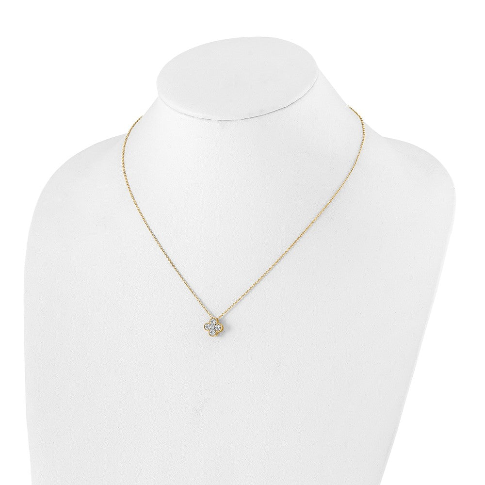 True Origin 14K Yellow Gold 3/4 carat Lab Grown Diamond VS+ F+ Complete 18 in Bloom Floral Necklace
