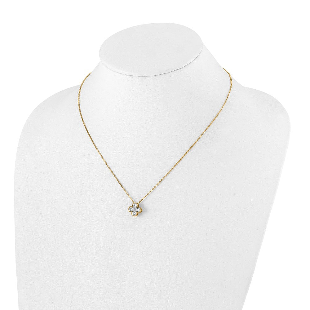 True Origin 14K Yellow Gold 1 carat Lab Grown Diamond VS+ F+ Complete 18 in Bloom Floral Necklace