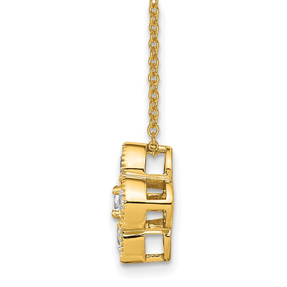 True Origin 14K Yellow Gold 1 carat Lab Grown Diamond VS+ F+ Complete 18 in Bloom Floral Necklace