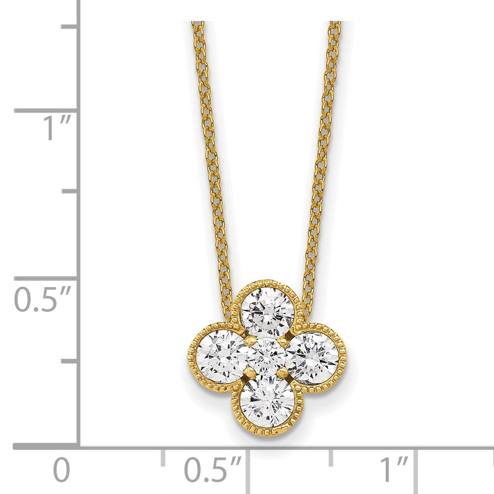 True Origin 14K Yellow Gold 1 carat Lab Grown Diamond VS+ F+ Complete 18 in Bloom Floral Necklace