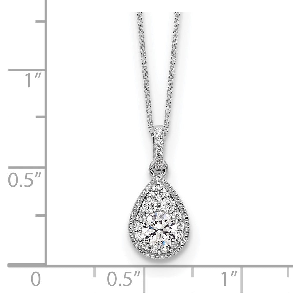 14k White Gold 1/2 carat Lab Grown Diamond VS/SI+ G+ Complete 18 inch Teardrop Halo Pendant Necklace