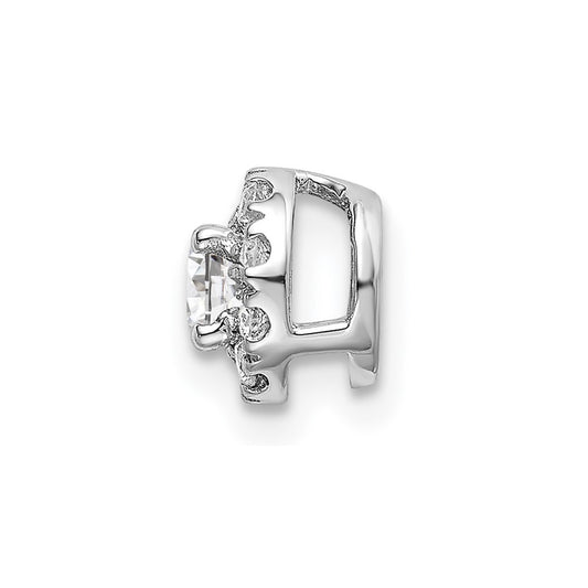 14k White Gold 1/3 carat Lab Grown Diamond VS/SI+ G+ Round Halo Chain Slide Pendant