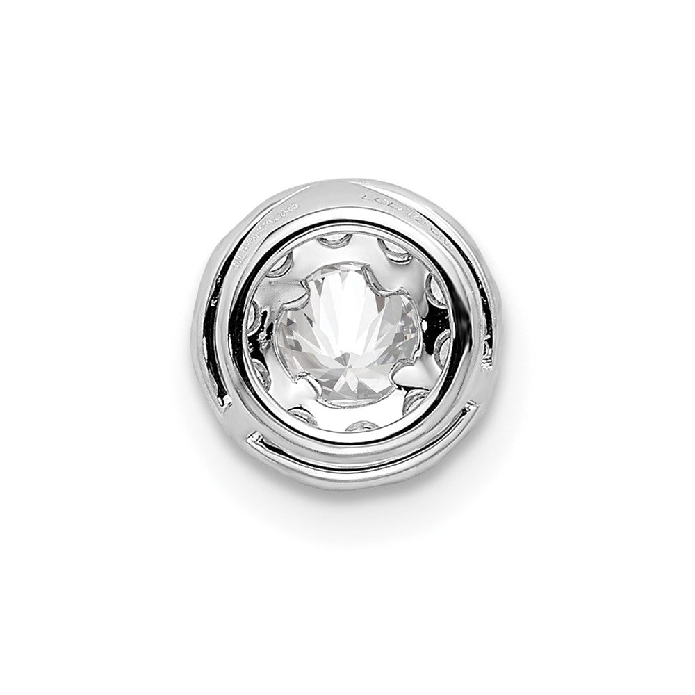14k White Gold 1/2 carat Lab Grown Diamond VS/SI+ G+ Round Halo Chain Slide Pendant
