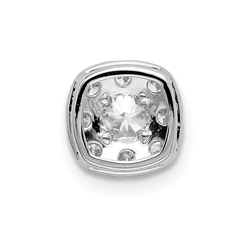 14k White Gold 1/2 carat Lab Grown Diamond VS/SI+ G+ Complete Cushion Halo Chain Slide Pendant