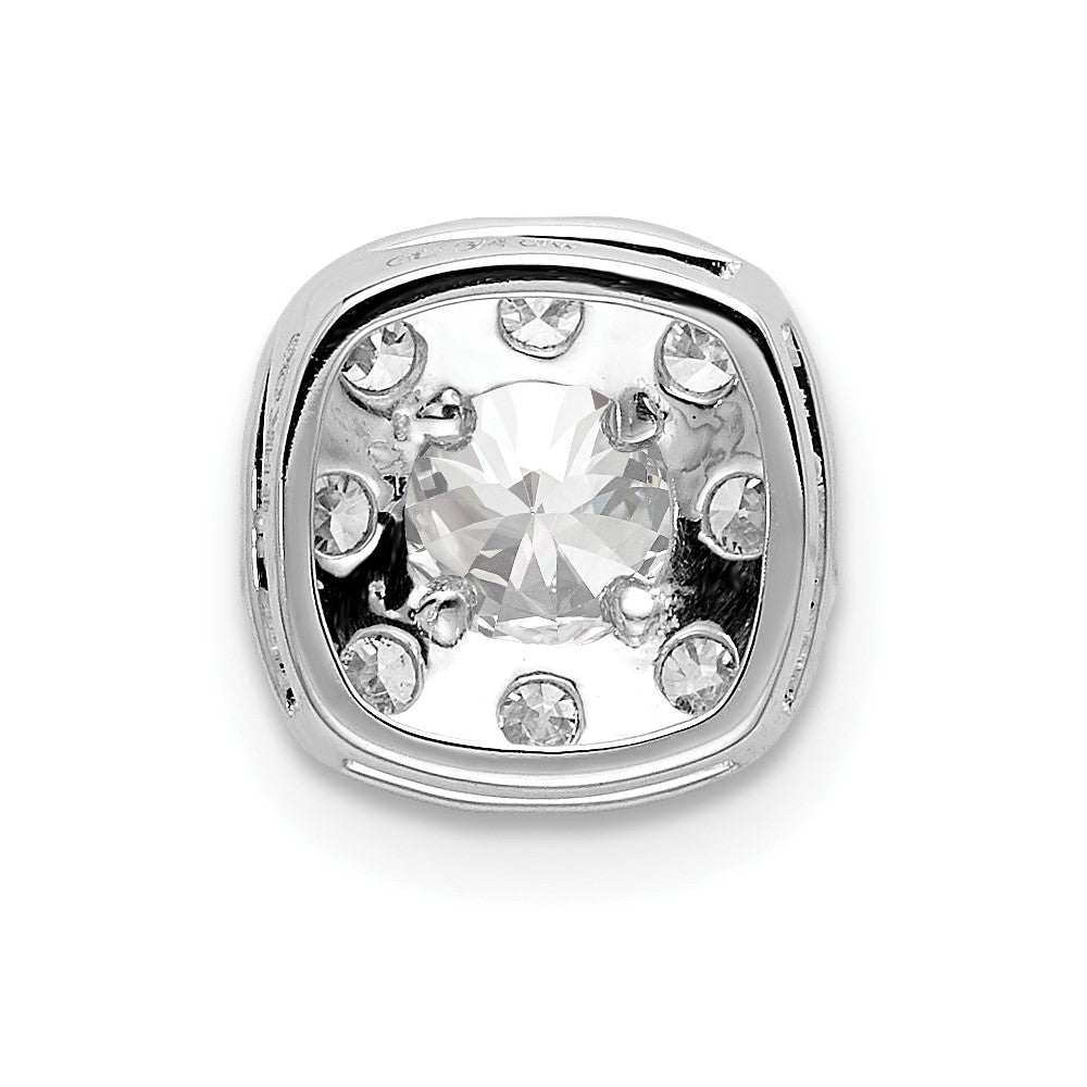 14k White Gold 3/4 carat Lab Grown Diamond VS/SI+ G+ Complete Cushion Halo Chain Slide Pendant