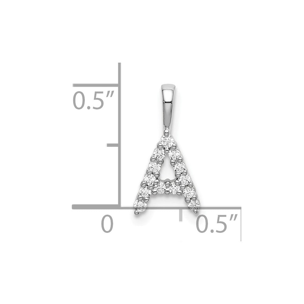 14k White Gold 1/8 carat Lab Grown Diamond VS/SI+ G+ Complete Letter A Initial Pendant