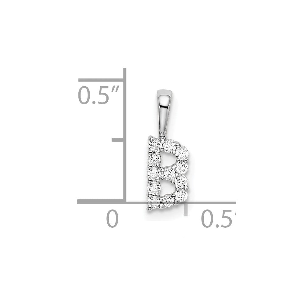 14k White Gold 1/8 carat Lab Grown Diamond VS/SI+ G+ Complete Letter B Intitial Pendant