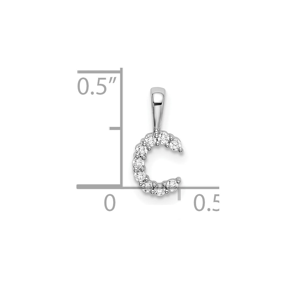14k White Gold 1/10 carat Lab Grown Diamond VS/SI+ G+ Complete Letter C Initial Pendant