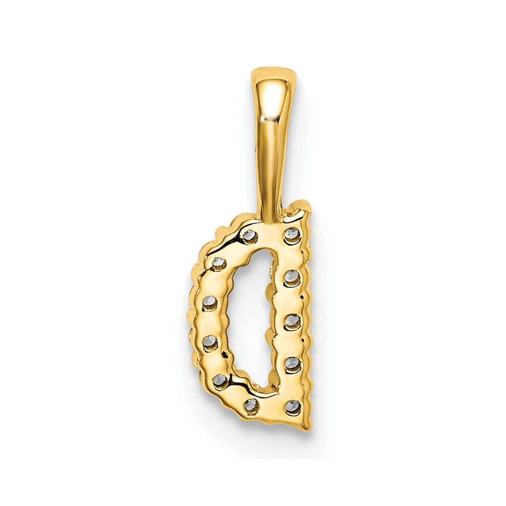 14k 1/10 carat Lab Grown Diamond VS/SI+ G+ Complete Letter D Initial Pendant